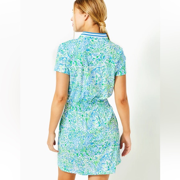 Lilly Pulitzer Love Luxletic Dress Hydra Blue Dandy Lions - Picture 2 of 9